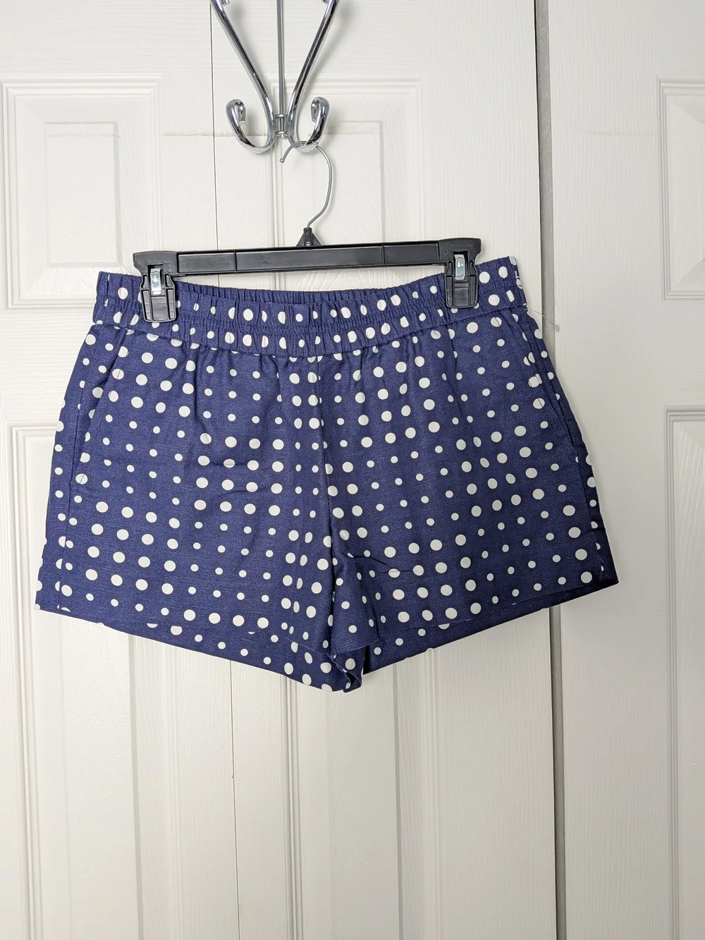 J. Crew Navy Polka Dot Elastic-Waist Shorts